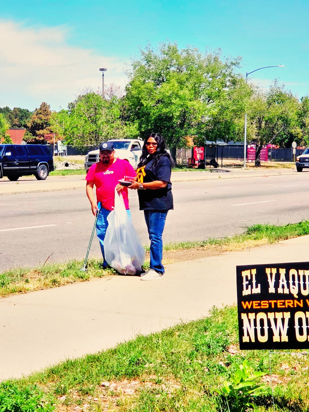ELF volunteer doing roadside cleanup with community partner